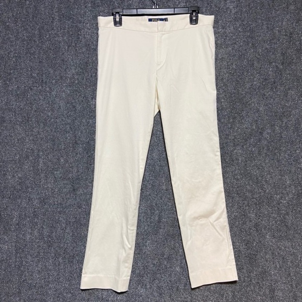Polo Ralph‎ Lauren Womens Cream Straight Leg Stretch Trousers Size 8 Off White